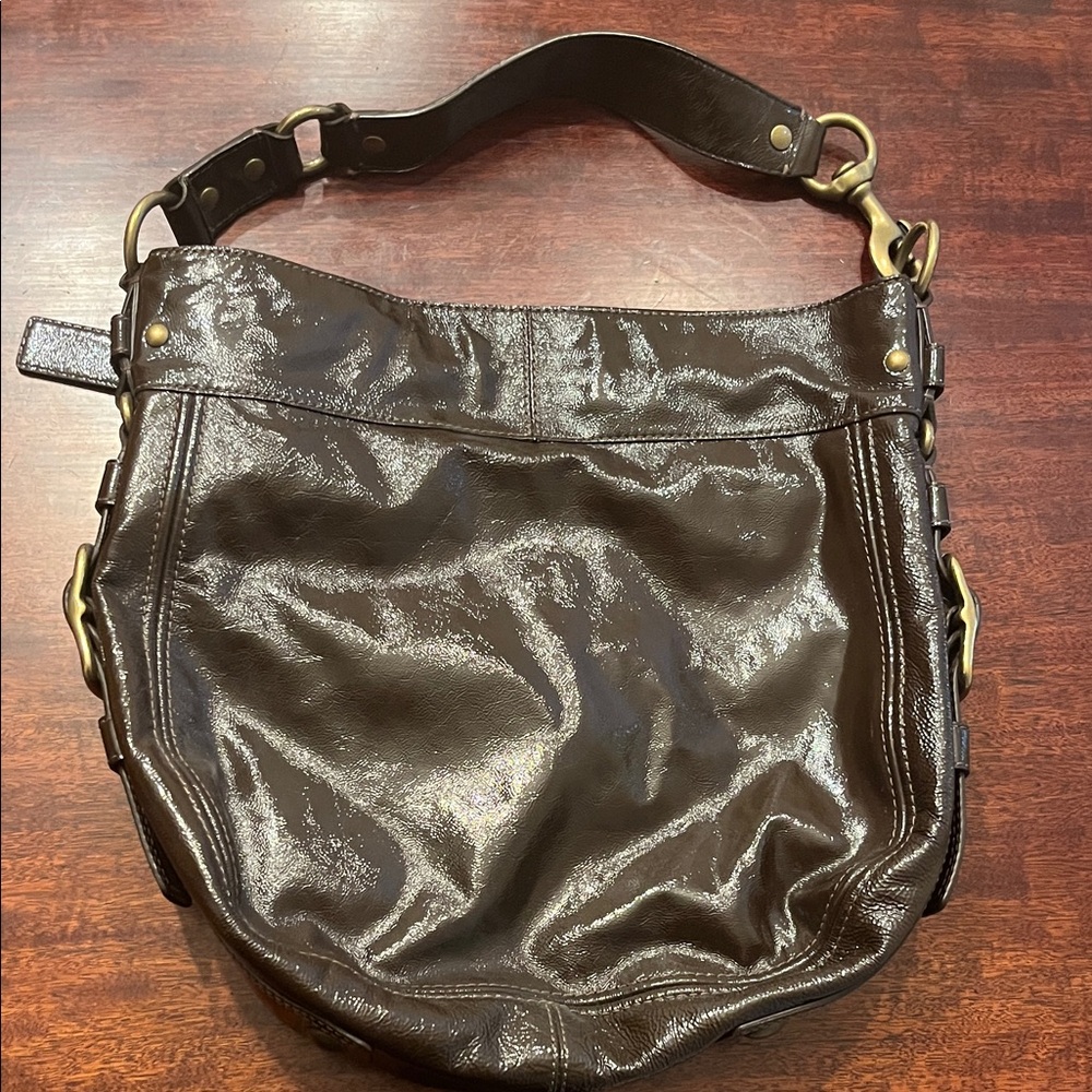 Coach Shiny Dark Brown Hobo Bag